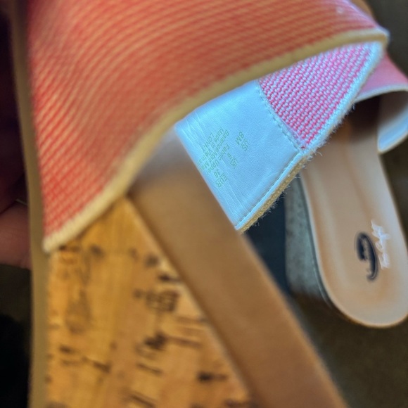 Dr Scholls Sz 8 Lonny Cork Wedge True Comfort Sandals Slide-On Red - Picture 6 of 6